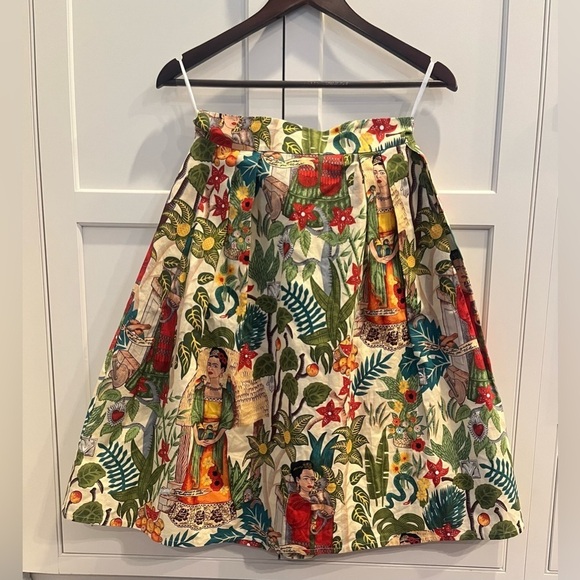 Marianna Deri Frida Kahlo knee length A-line cotton skirt Sz. XS